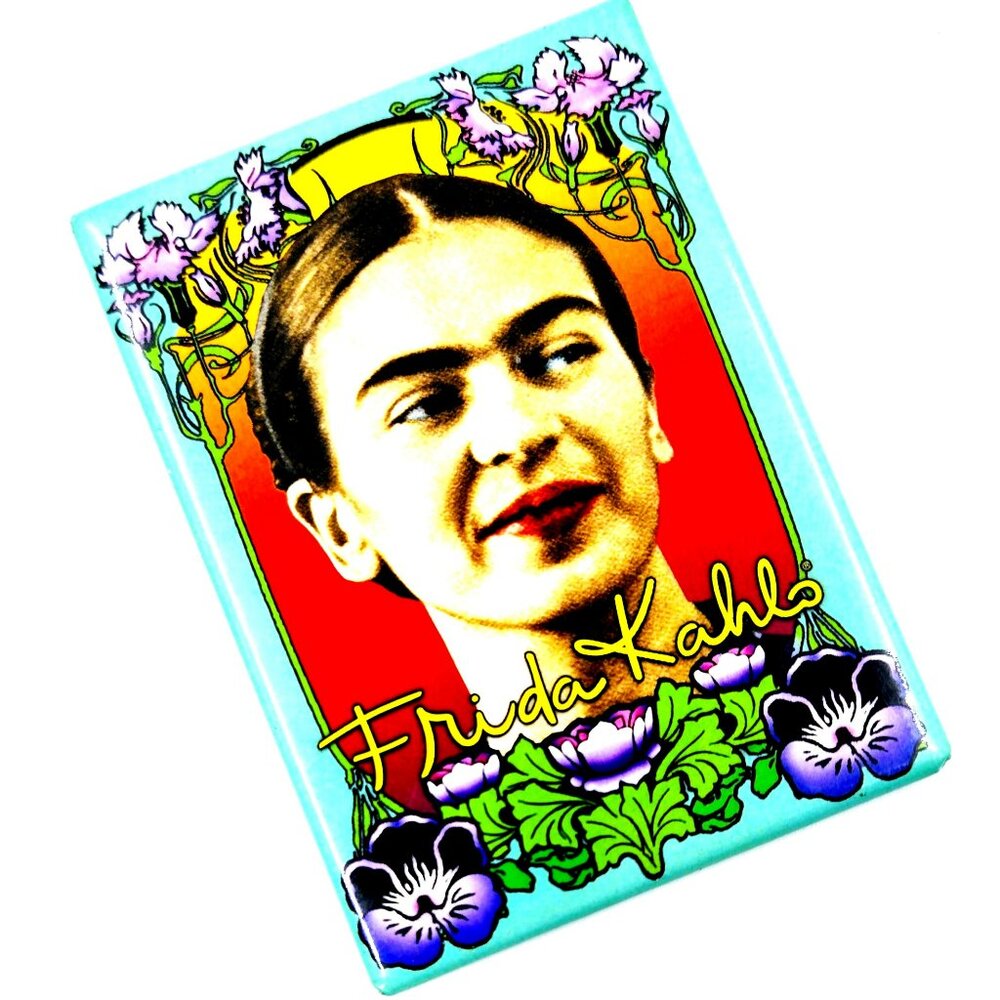 Frida Kahlo Refrigerator Magnet Frida w/ Purple Flowers NEW